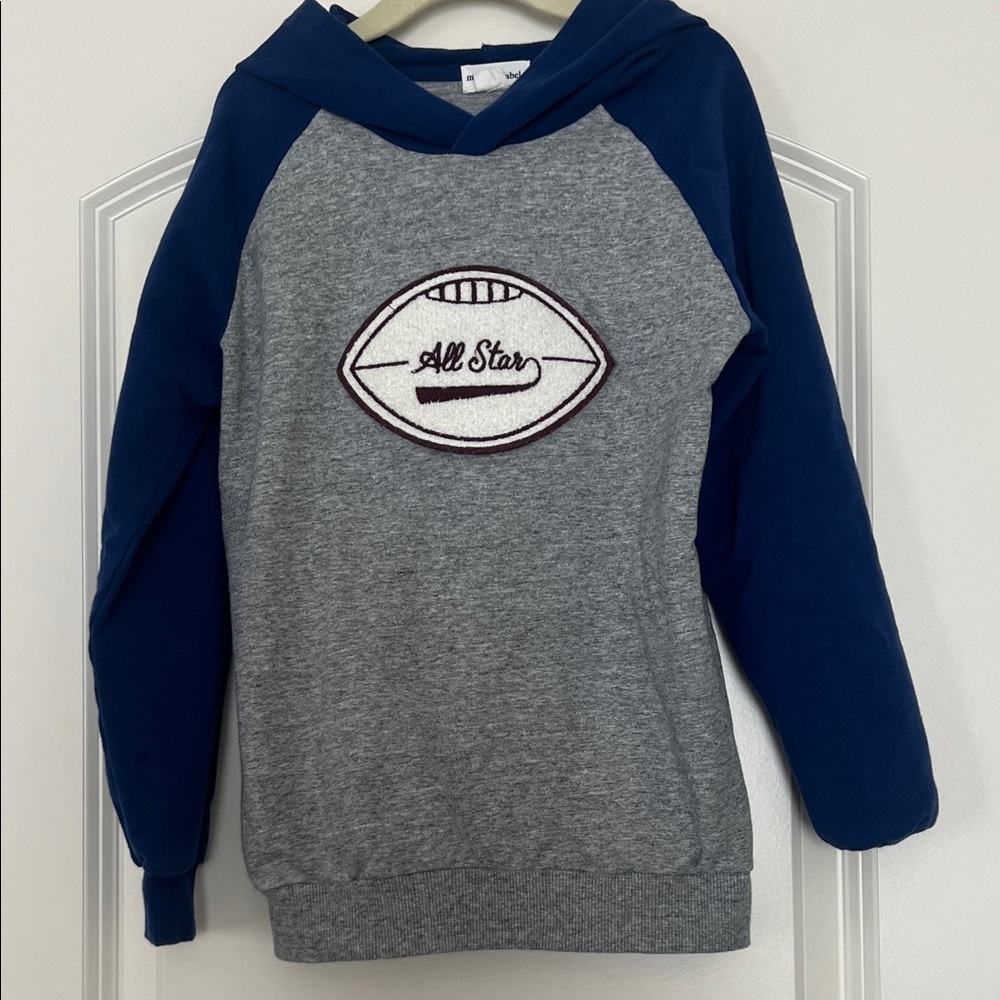 Miles the label | (6Y) Gray and Blue All Star Football Hooded Shirt